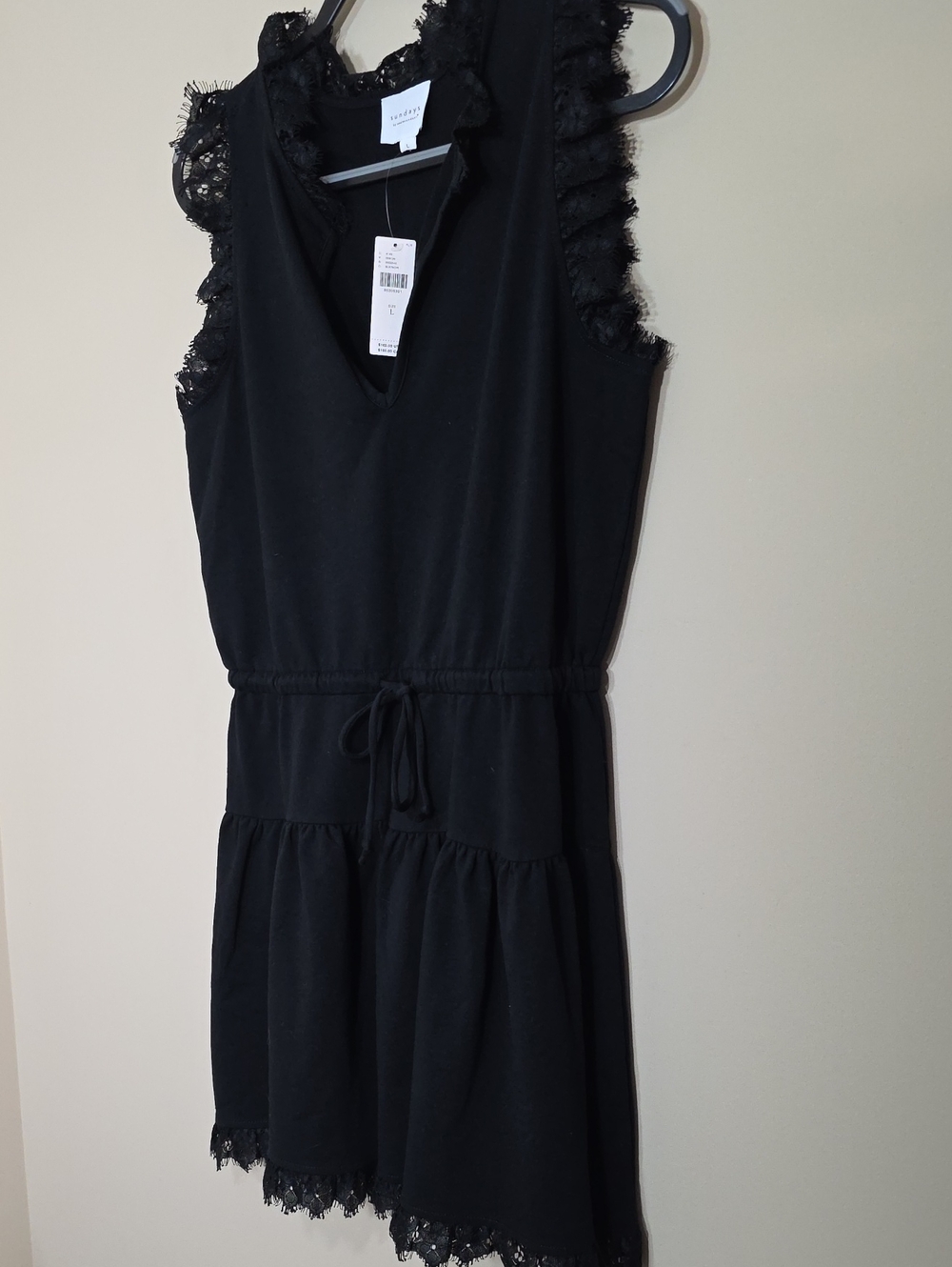 Sundays by Anthropologie NWT Lace-Trim Mini Dress | Size Large - Picture 4 of 5